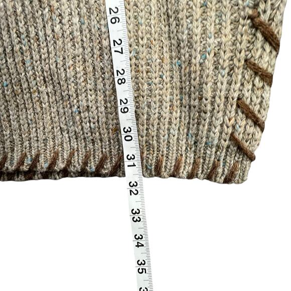 Vintage Y2K Chunky Knit Sweater XL Beige Cream Ribbed Turtleneck Cottage Cabin - Picture 9 of 13